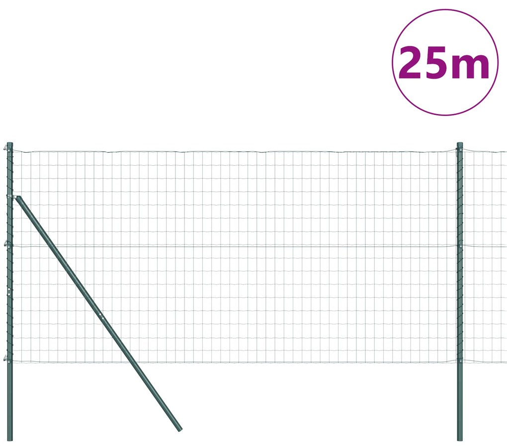 vidaXL Euro Fence με 13 Στυλοβάτες 1.2x25 μ Γαλβανισμένος Χάλυβας Πράσινος