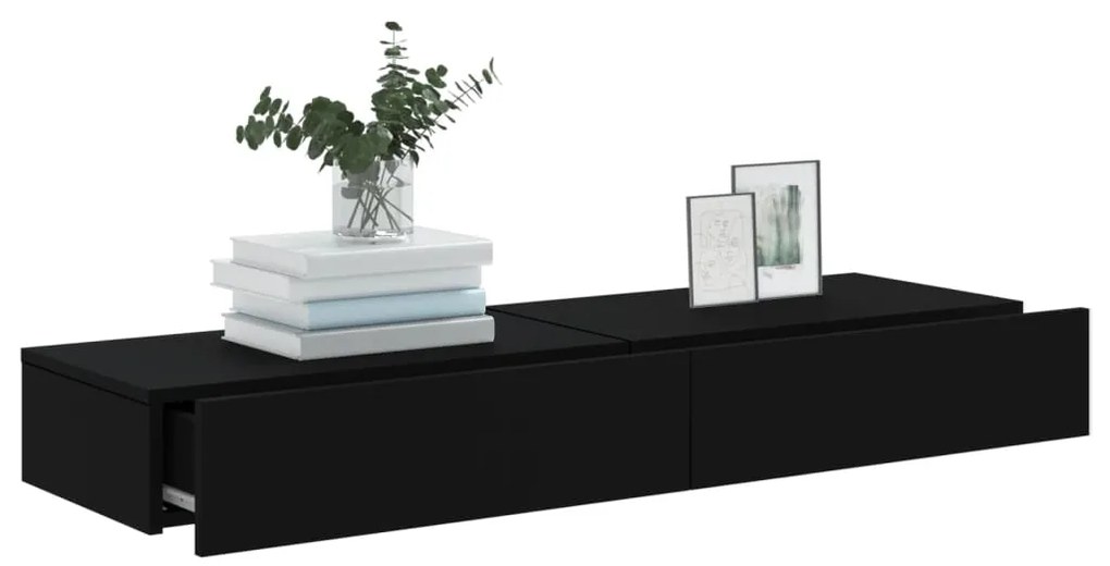 vidaXL Έπιπλα Τηλεόρασης με LED 2 τεμ. Μαύρο 60 x 35 x 15,5 εκ.