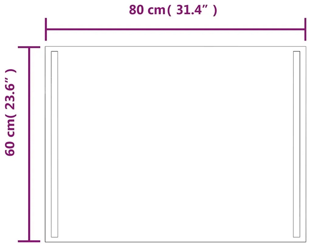 vidaXL Καθρέφτης Μπάνιου με LED 80x60 εκ.