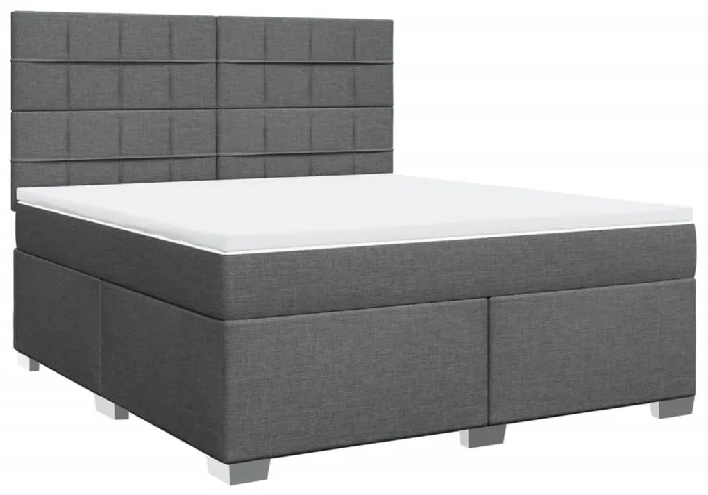 ΚΡΕΒΑΤΙ BOXSPRING ΜΕ ΣΤΡΩΜΑ ΣΚΟΥΡΟ ΓΚΡΙ 180X200 ΕΚ ΥΦΑΣΜΑΤΙΝ 3290568