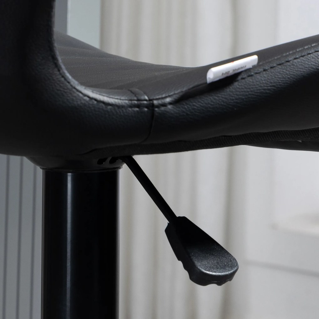 Σκαμπό μπαρ, σετ 2 τεμαχίων, ρυθμιζόμενο ύψος 48,5 x 55,5 x 90-110 εκ. τεχνητό δέρμα + ατσάλι μαύρο