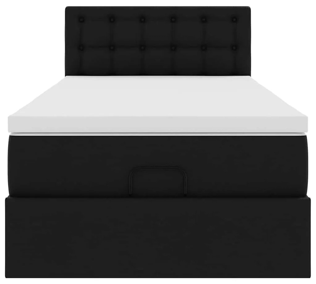 vidaXL Οθωμανικό κρεβάτι με στρώμα Μαύρο 100x200cm Faux Leather