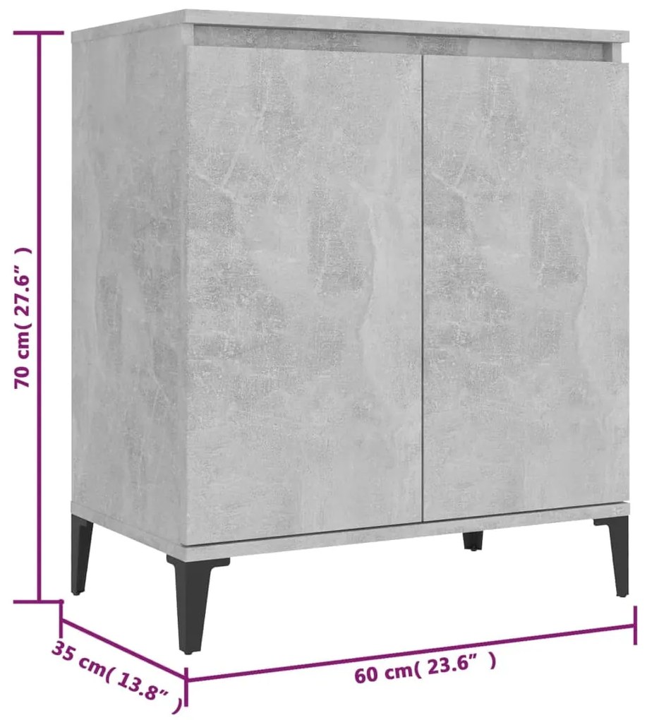 vidaXL Ντουλάπι Γκρι Σκυροδέματος 60x35x70 εκ. Επεξεργασμένο Ξύλο