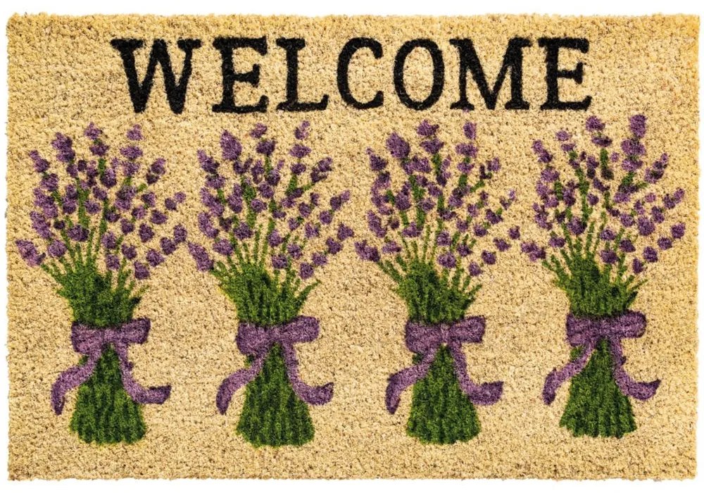 Πατάκι Εισόδου Ruco Print 759 Lavender Welcome 40X60cm Beige-Lila Sdim 40Χ60