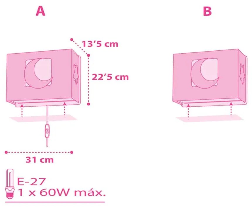 MoonLight Pink απλίκα τοίχου διπλού τοιχώματος (63238[S]) - 63238S - 63238S