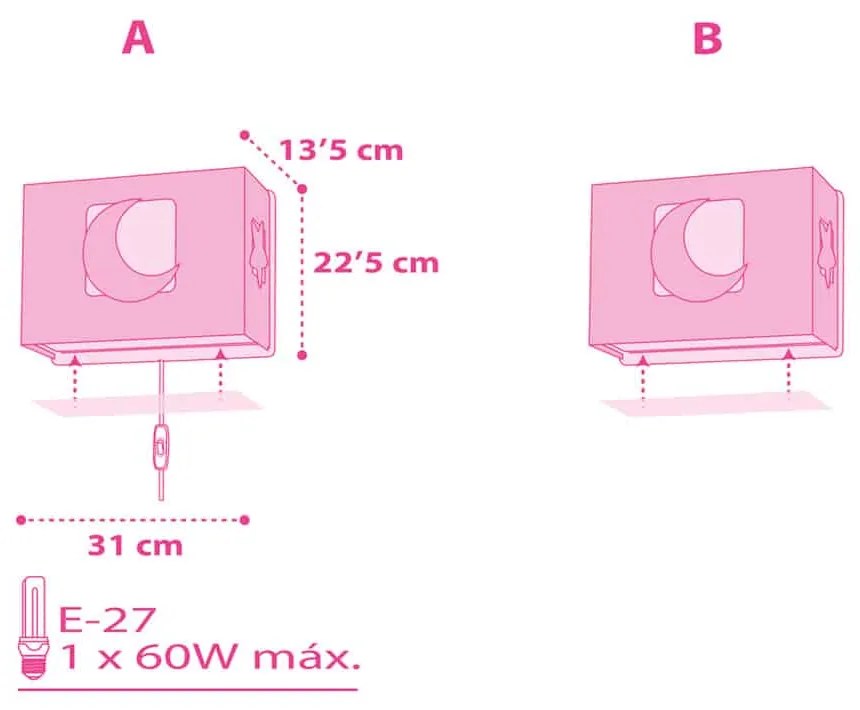 MoonLight Pink απλίκα τοίχου διπλού τοιχώματος (63238[S]) - 63238S