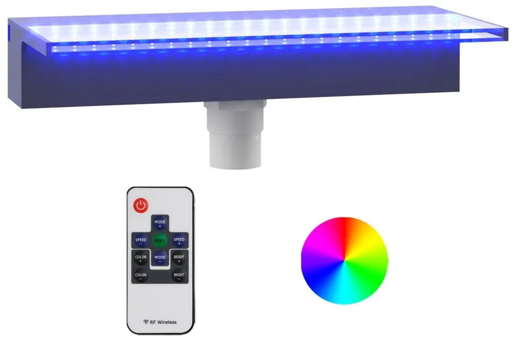 Σιντριβάνι Καταρράκτης Πισίνας με RGB LED 45 εκ. Ακρυλικό - Διαφανές