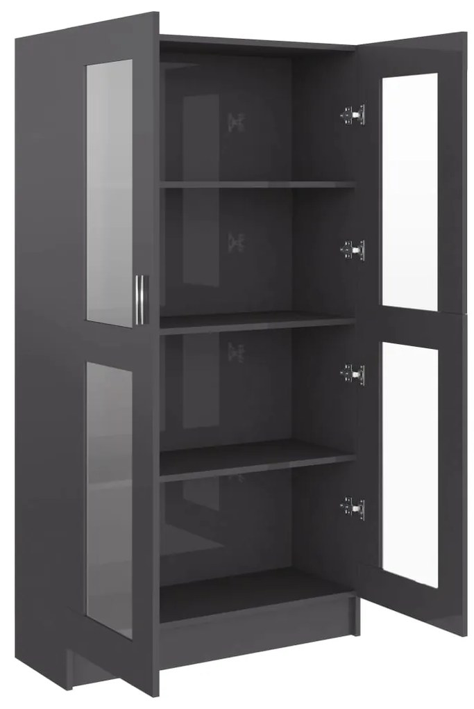 vidaXL Βιτρίνα Γυαλιστερό Γκρι 82,5 x 30,5 x 150 εκ. Μοριοσανίδα