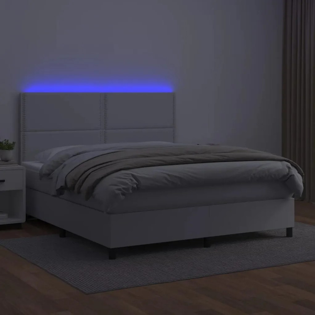 ΚΡΕΒΑΤΙ BOXSPRING ΜΕ ΣΤΡΩΜΑ &amp; LED ΛΕΥΚΟ 180X200 ΕΚ. ΣΥΝΘ. ΔΕΡΜΑ 3135898