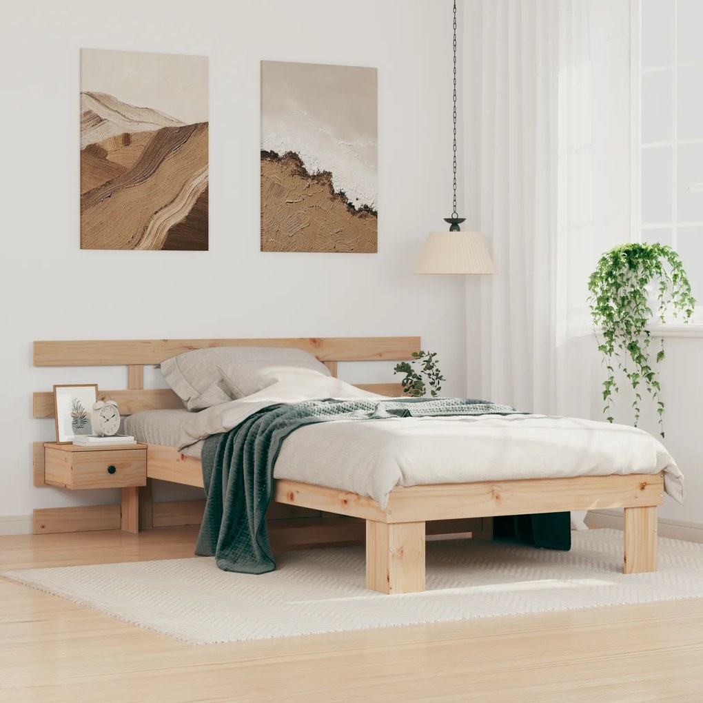 vidaXL Σκελετός Κρεβατιού Καφέ 100 x 200 cm Μασίφ ξύλο πεύκου