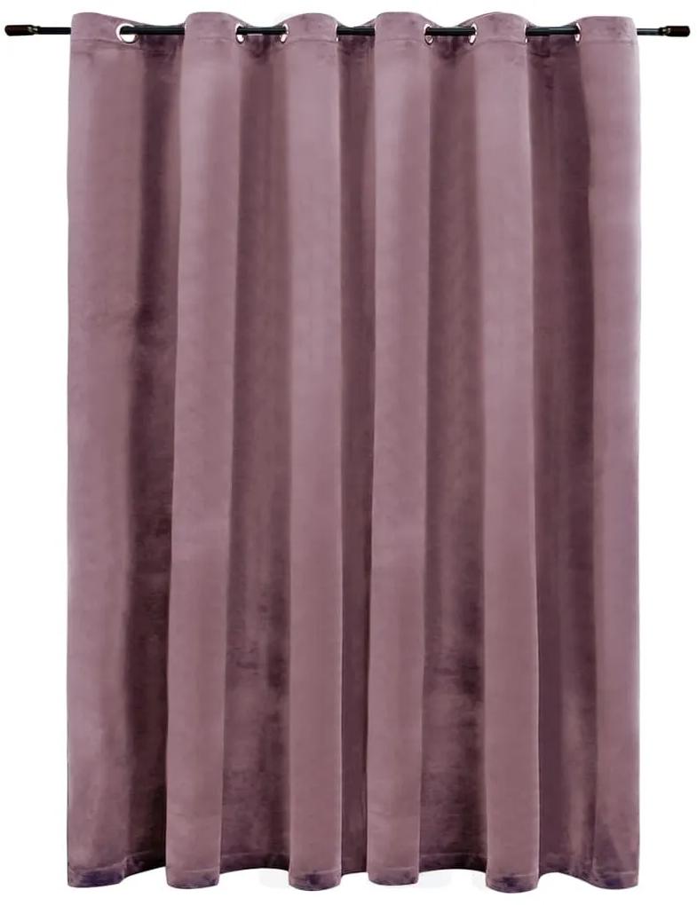Κουρτίνα Συσκότισης Μεταλ. Κρίκοι Ροζ Αντικέ 290x245 εκ Βελούδο - Ροζ