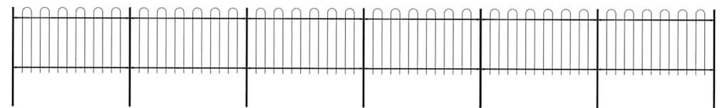 vidaXL Φράχτης Κήπου με Κορυφή από Ατσάλι 1070x100 εκ. Μαύρος