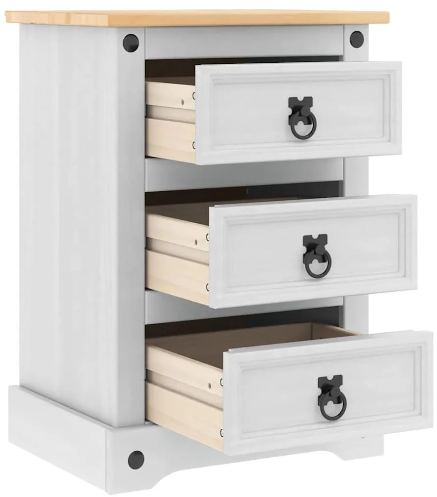 vidaXL Κομοδίνο με συρτάρι Λευκό 45 x 35 x 64 εκ. Στερεά ξυλεία πεύκου