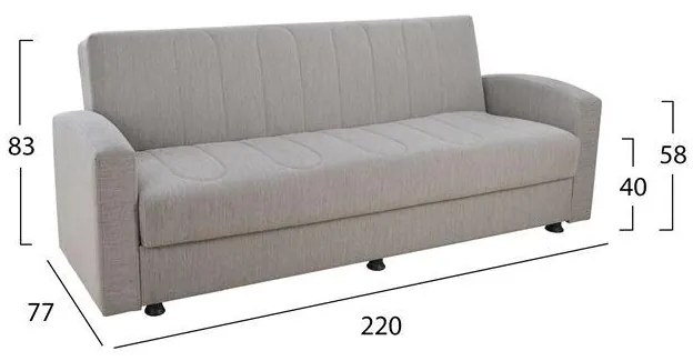 Καναπές - Κρεβάτι Dimos V04 3θέσιος Ύφασμα Μπέζ 220x77x83 εκ. 220x77x83 εκ.