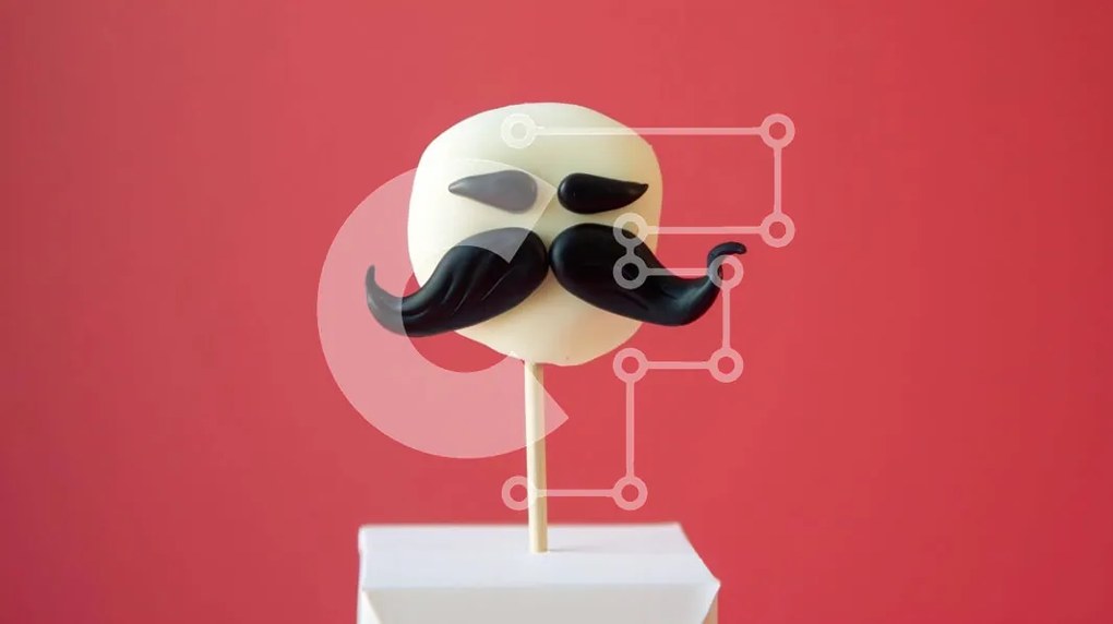 Intra Συλλεκτικό Ξύλινο Παζλ Plywood  4mm - Ασπρόμαυρο Mustache Cake Pop στο Λευκό τετράγωνο Σε Ξύλινο Κουτί - Διαστάσεις: 10x10 cm – 25 κομμάτια