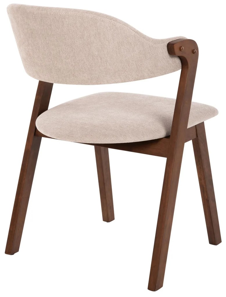Καρέκλα RIDER Rubberwood Καρυδί και Εκρού ύφασμα 59x59x83Yεκ. 2αδα 59x59x83 εκ.