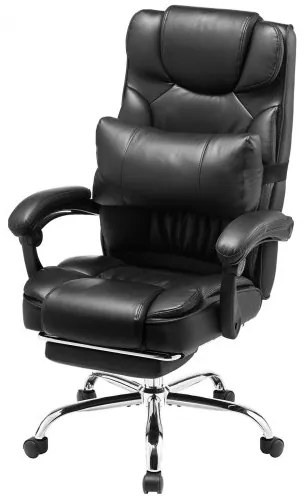 VEVOR Executive Chair High Back Office Chair with Footrest Lumbar Pillow Black