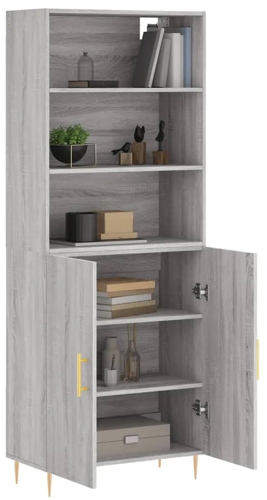 vidaXL Ντουλάπι Γκρι Sonoma 69,5 x 34 x 180 εκ. Επεξεργασμένο Ξύλο