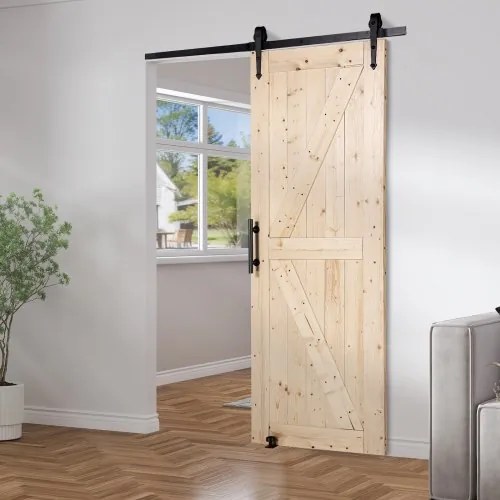 VEVOR Barn Door and Hardware Kit 30&quot; x 84&quot; Wood Sliding Barn Door Kit Smoothly