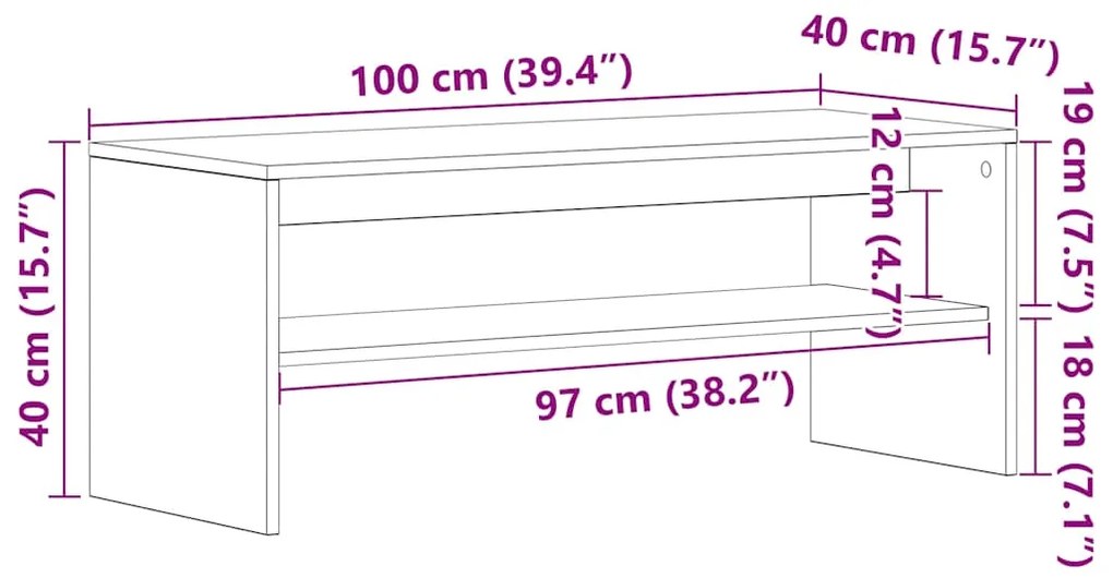 ντουλάπι τηλεόρασης Μαύρη δρυς 100x40x40 cm Κατασκευασμένο ξύλο - Μαύρο