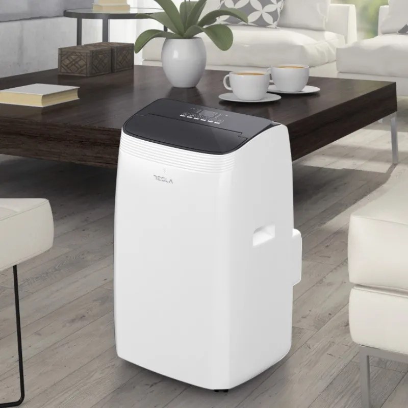Κινητό κλιματιστικό Tesla TTMYW-09CHW, 9000 BTU, 25 m2, 390 m3/h, Wi-Fi, Drain Free, R290, οθόνη LED, αφύγρανση, νυχτερινή λειτουργία, λευκό