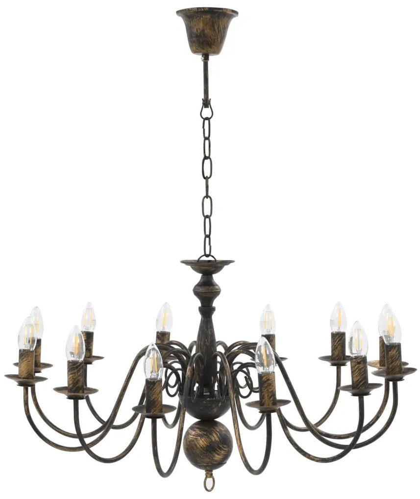 vidaXL Πολυέλαιος Αντικέ Μαύρος με 12 Ντουί Ε14