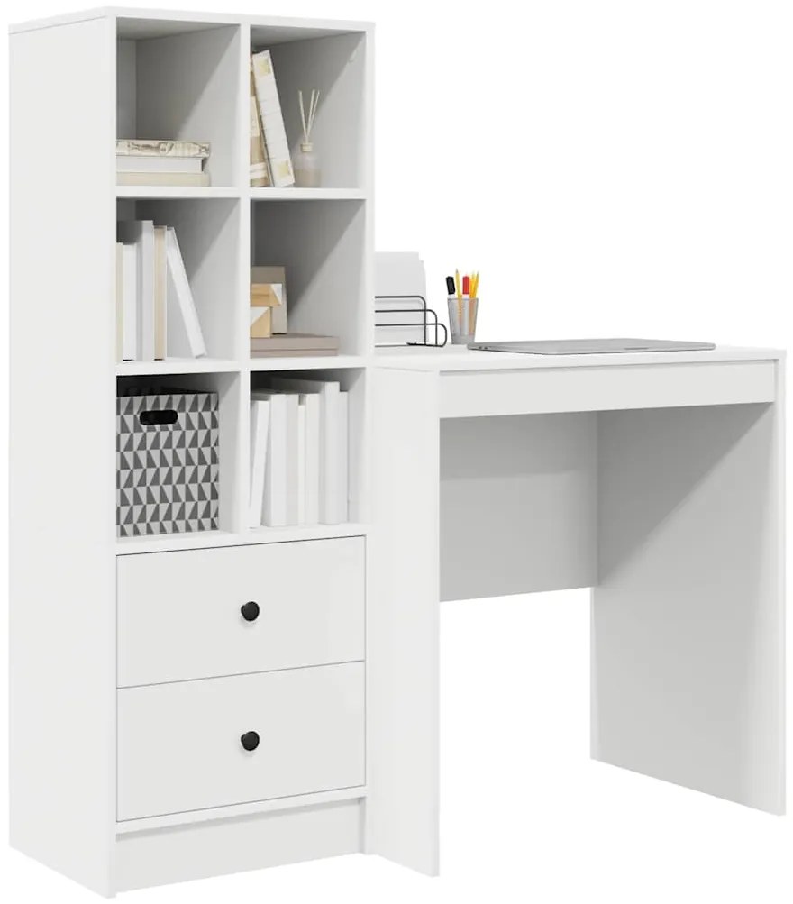 vidaXL Γραφείο με αποθηκευτικό χώρο 2 pcs Λευκό 70 x 50 x 76 εκ.