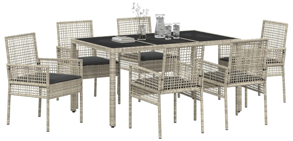 vidaXL Σέτ φαγητού για κήπο 7 pcs Ανοιχτό γκρι 150 x 90 x 75 cm