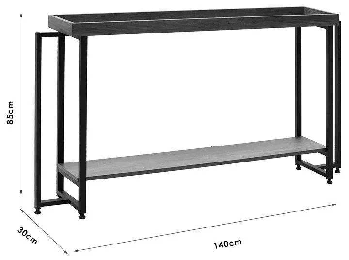 Κονσόλα Nolan καρυδί-μαύρο 140x30x85εκ 140x30x85 εκ.