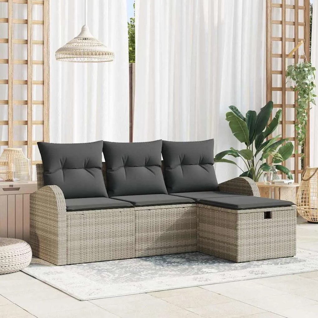 vidaXL Σετ Καναπέ Κήπου 4 pcs Ανοιχτό γκρι 179 x 117 x 85 εκ.
