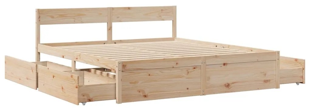 vidaXL Σκελετός Κρεβατιού Χωρίς Στρώμα 180x200 εκ Μασίφ Ξύλο Πεύκου