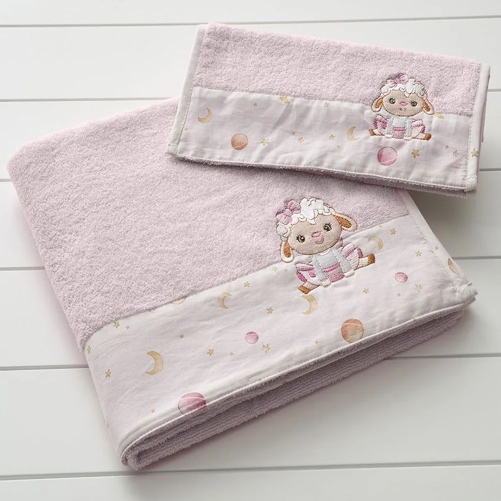 Πετσέτες Βρεφικές Lambi (Σετ 2τμχ) Pink Vesta Home Towels Set 70x130cm 100% Βαμβάκι