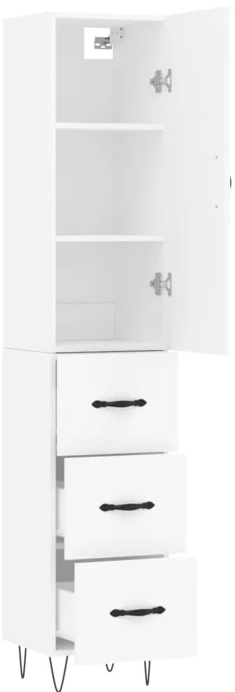 vidaXL Ντουλάπι Λευκό 34,5 x 34 x 180 εκ. από Επεξεργασμένο Ξύλο