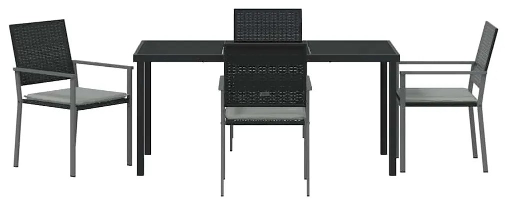 vidaXL Σέτ φαγητού για κήπο 5 pcs Μαύρο και Ανοιχτό Γκρι Ράτα PE