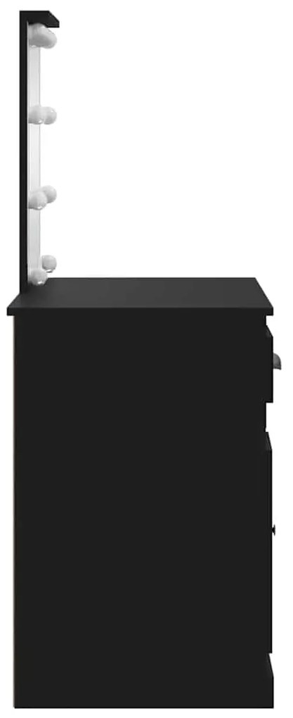 vidaXL Μπουντουάρ με LED Φώτα Μαύρο 90 x 42 x 132,5 εκ.