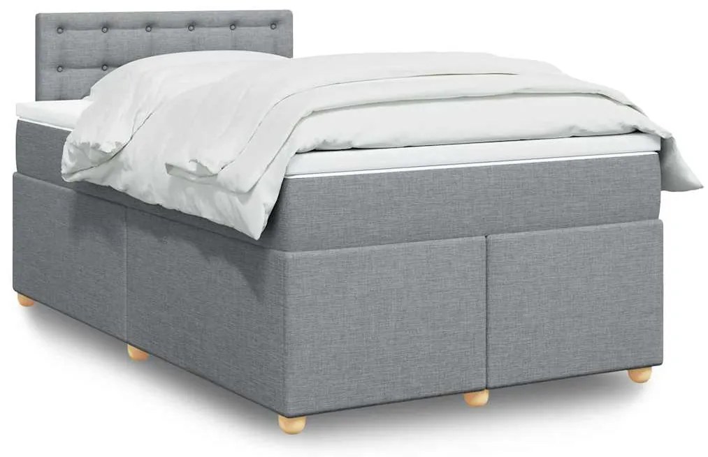 vidaXL Κρεβάτι Boxspring με Στρώμα Ανοιχτό Γκρι 120x190 εκ. Υφασμάτινο