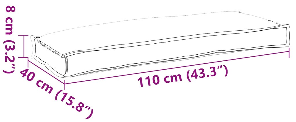 vidaXL Μαξιλάρι Παλετών για Παγκάκι Γκρι 110x40x8 εκ. Ύφασμα Oxford