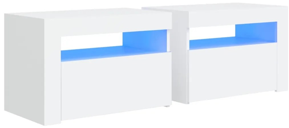vidaXL Κομοδίνα με LED 2 τεμ. Λευκό 60 x 35 x 40 εκ.