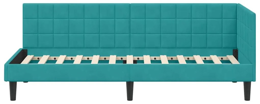 vidaXL Κρεβάτι Γωνίας με κεφαλάρι Τιρκουάζ 80 εκ x 200 εκ Βελούδο