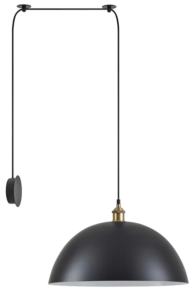 SE21-BR-10-BL1W-MS50 MAGNUM Bronze Metal Wall Lamp with Black Fabric Cable and Metal Shade+ HOMELIGHTING 77-8885