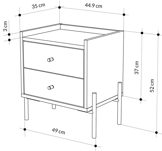 ΚΟΜΟΔΙΝΟ MALTA MEGAPAP ΧΡΩΜΑ SAPHHIRE OAK 49X35X52ΕΚ.