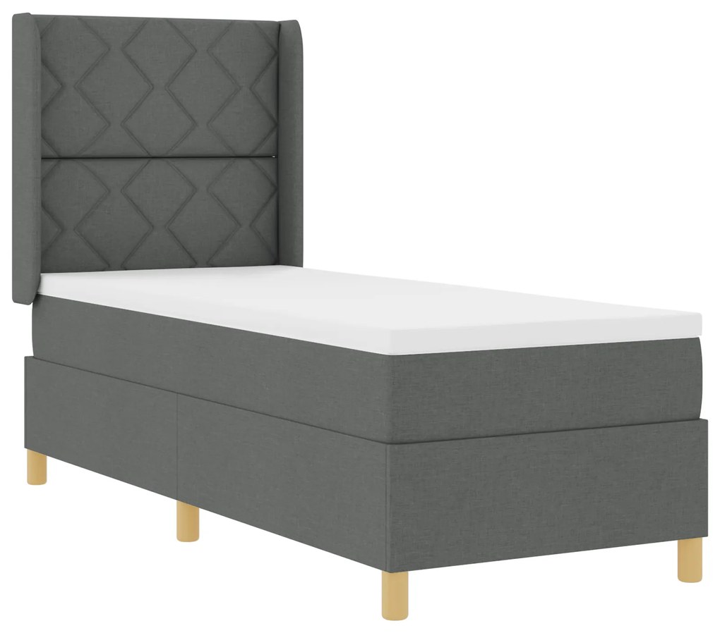 vidaXL Κρεβάτι Box Spring με Στρώμα Σκούρο Γκρι 80x200 εκ. Ύφασμα