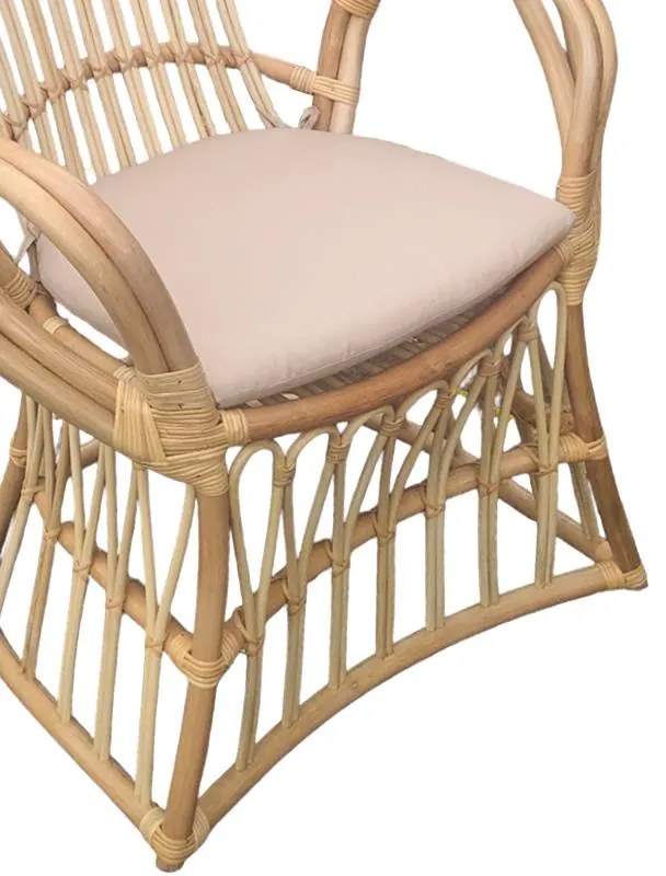 Πολυθρόνα Boloni Inart με μπεζ μαξιλάρι-φυσικό rattan 100x67x120εκ 100x67x120 εκ.