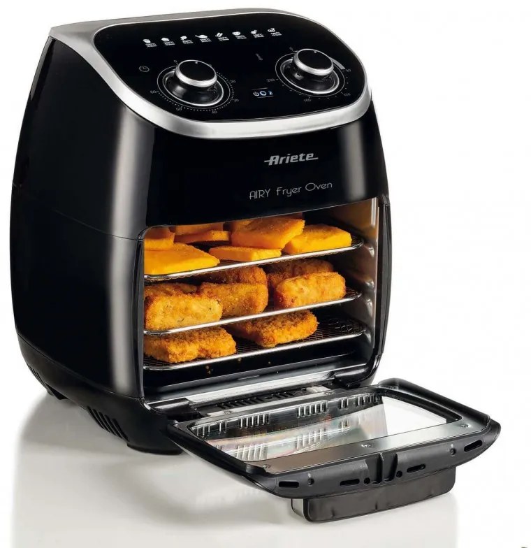 Φούρνος με φριτέζα ζεστού αέρα Ariete AIRY FRYER OVEN 4619/00, 2000W, 11 l, 8 προγράμματα, 80-200C, Ψησταριά, Χρονοδιακόπτης, Μαύρο
