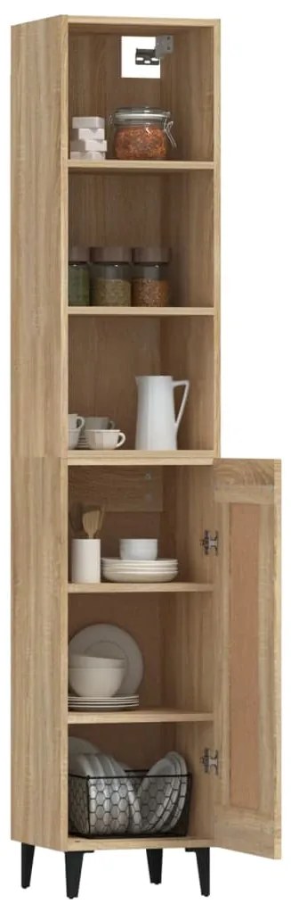 vidaXL Μπουφές Sonoma δρυς 34,5 x 34 x 180 εκ. από Επεξεργασμένο Ξύλο