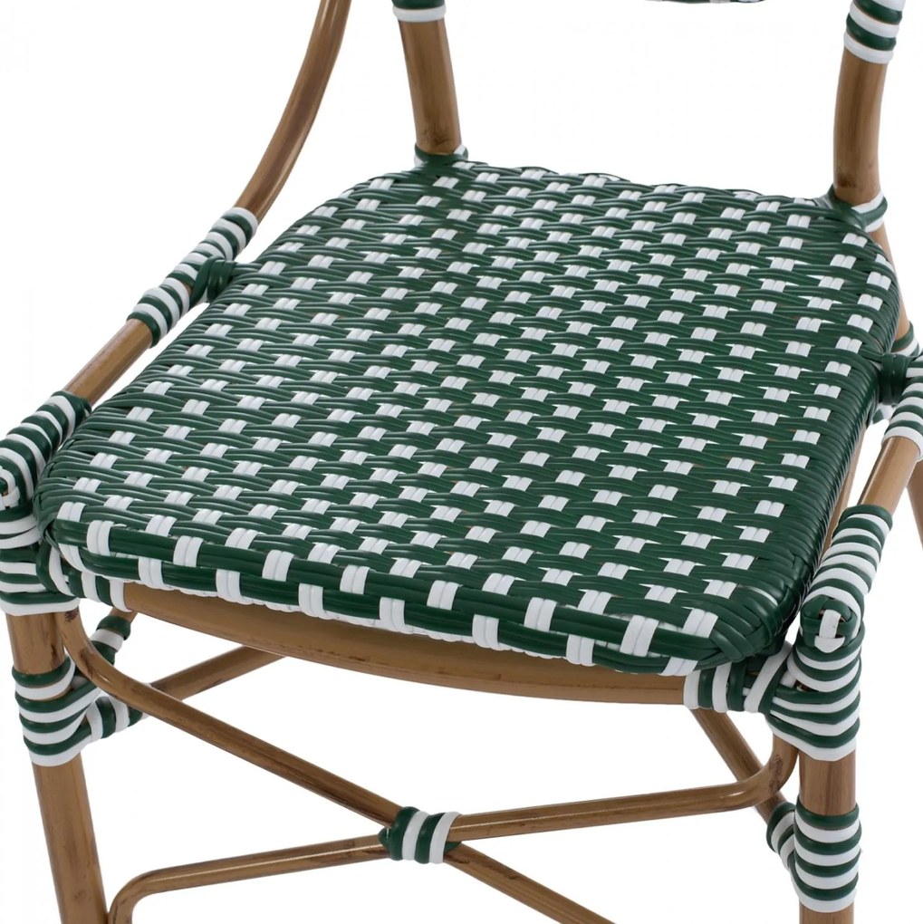 Καρέκλα C5792.01 Αλουμινίου Bamboo Look με Wicker Πράσινο - Λευκό 47x55x98 εκ. 47x55x98 εκ.