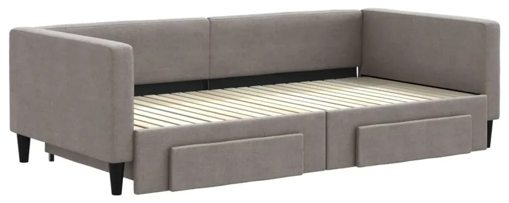 vidaXL Καναπές Κρεβάτι Συρόμενος Taupe 100x200εκ. Υφασμάτινος Συρτάρια