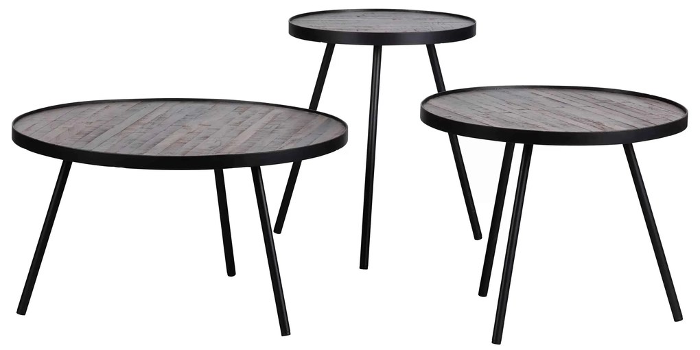 Side Table DE EEKHOORN Set of 3 - Lize sidetable wood/metal 377226-Z-0071