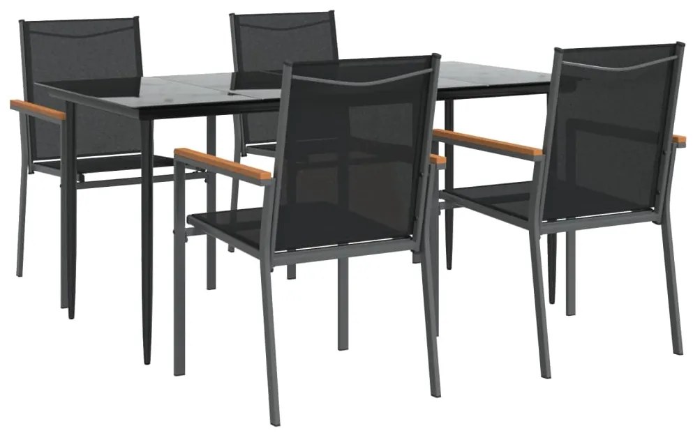 vidaXL Σετ Τραπεζαρίας Κήπου 5 Τεμαχίων Μαύρο Textilene & Ατσάλι