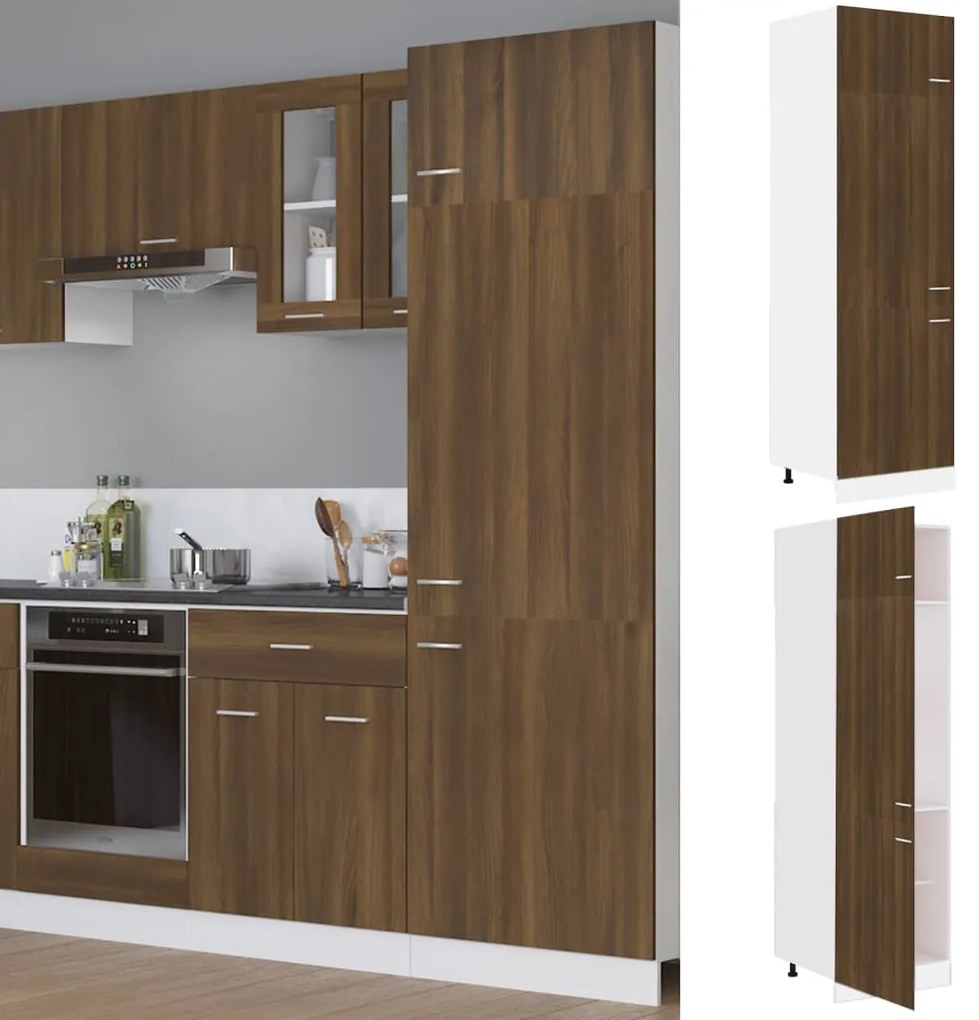 vidaXL Ντουλάπι Ψυγείου Lyon Καφέ Δρυς 60x57x207 εκ. Επεξεργ. Ξύλο
